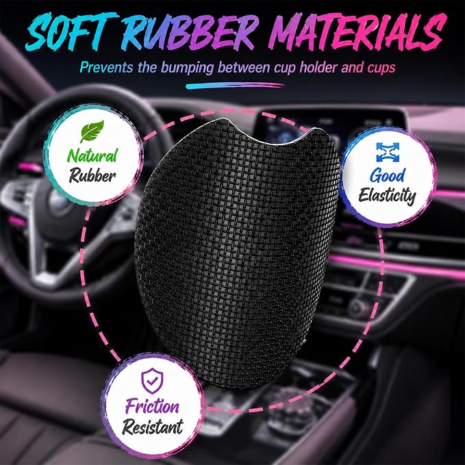 2PCS Bow Car Cup Holder Coasters Neoprene Car Coasters Universal | 2.75" Anti-Slip Rubber Mat with Finger Slot for Vehicle SUV Truck Fashion Cars Accessories Bow Gifts for Women Mem