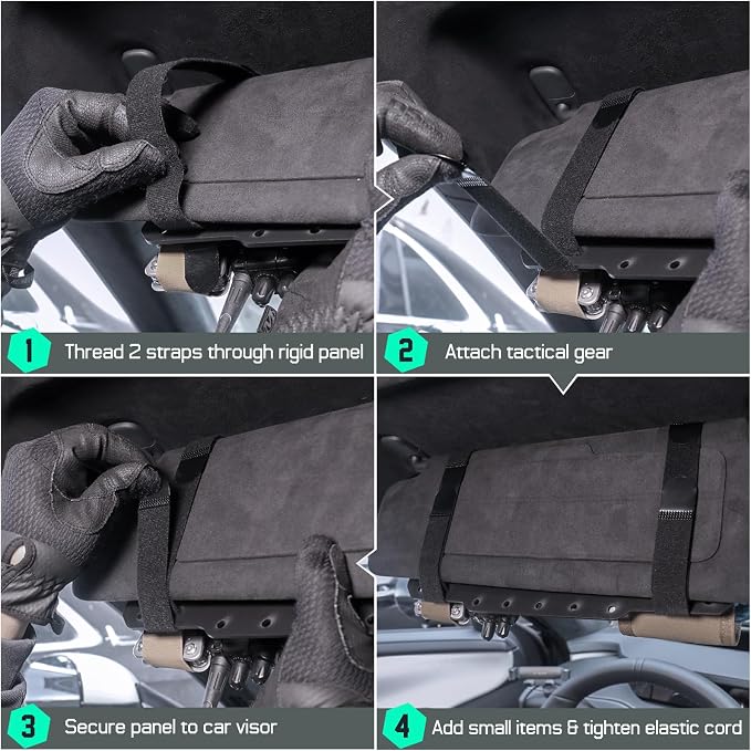 LIVANS Car Sun Visor Organizer Rigid Molle Panel, Fit Most Vehicles | 12x6.3" Visor Accessories, Modular Vehicle Visor Holder, for Tactical Gears &Molle Pouches