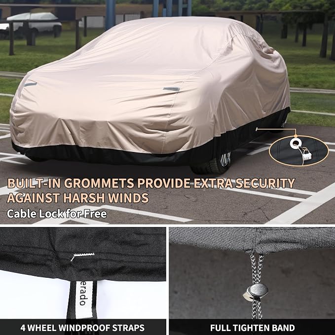 Car Cover Waterproof All Weather for Coupe Sports Sedan, Outdoor Oxford Heavy Duty Car Cover with Lock, Rain Snow Sun Protection Full Exterior Car Covers Universal Fit for Coupe (173"-182")