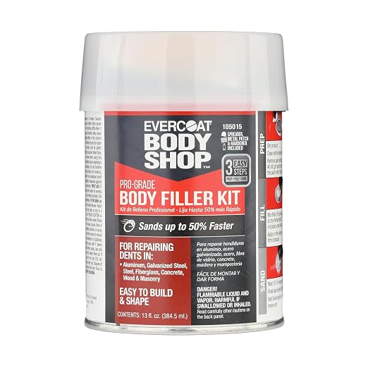 Evercoat Body Shop 105015 Pro-Grade Body Filler Kit, Easy to Build and Shape, Multipurpose for Dents in Aluminum, Fiberglass & More, Easy Mix Hardener Included 13 Fl Oz.