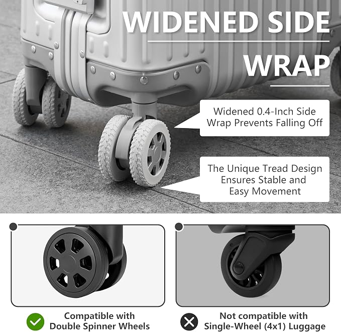 10-Pack Upgrade Luggage Wheel Covers, Silicone Protective Covers for 2-2.4" Suitcases Spinner Wheel, Wear-Resistant, Anti-Noise, Thickened Protector, Travel Accessories (Light Grey)
