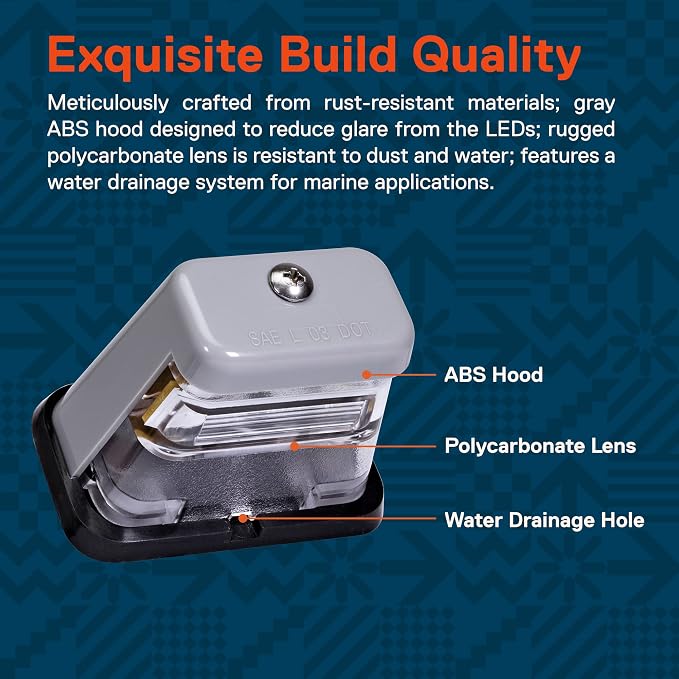TRUE MODS Gray LED Boat Trailer License Plate Light [Stud Mount] [DOT FMVSS 108] [SAE L] [Waterproof] [12V DC] Universal Submersible Tag Lamp for Auto Work Utility Flat Bed Dump Box Semi Truck RV
