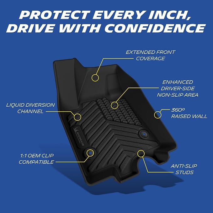 Michelin Floor Mats, All-Weather TPE Custom Fit Liner for 2024-2026 Chevy Equinox EV, Premier, Not Fit Gasoline