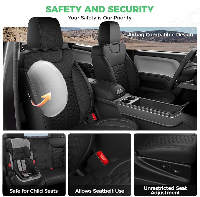 Custom Seat Covers for 2014-2018 Silverado/Sierra 1500 Crew Cab | Fits 2500/3500HD 2015-2019, Jump Seat Cover(armrest storage only), Faux leather, Waterproof, Scratch-resistant, Easy-clean