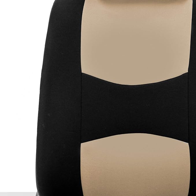 FH Group Car Seat Covers for SUV, Sedan, Van Beige Front Set in Cloth - Low Back Car Seats Covers with Removable Headrest, Universal Fit, Automotive , Washable