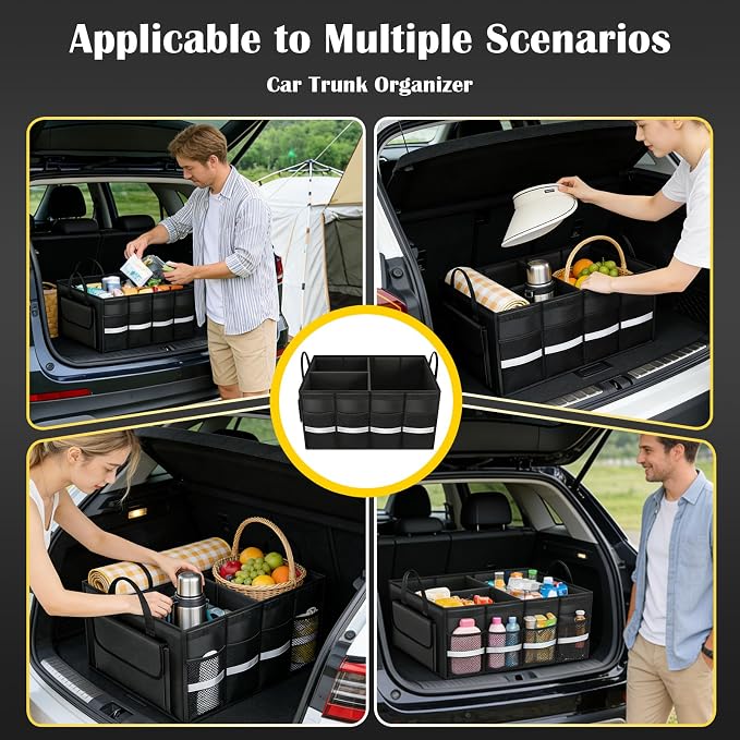 CloudDream Car Trunk Organizer, 70L Extra Large Capacity SUV Cargo Storage,Collapsible Waterproof Design for SUV, Truck, Minivan, Sedan, Auto Accessories