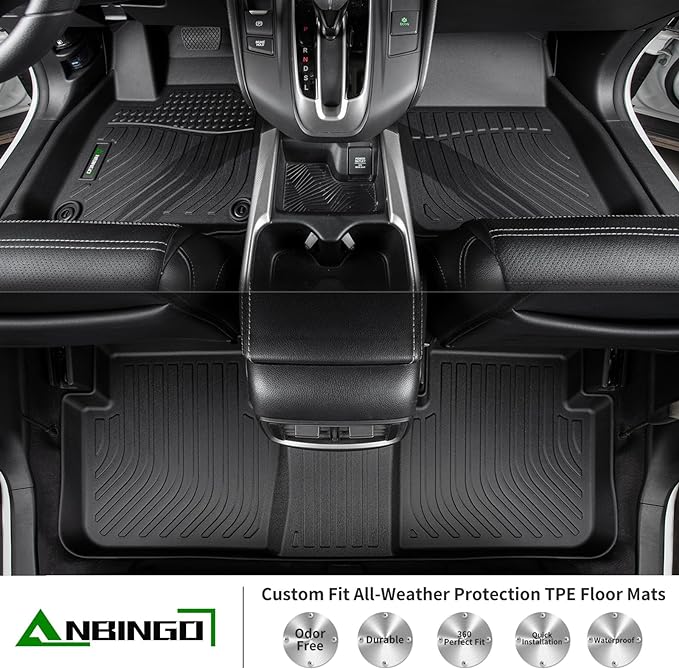 ANBINGO® Floor Mats & Cargo Liner for 2019-2024 Lexus ES / ES350 / ES300h / & 2025 Lexus ES Hybrid / ES300h / All Weather Protection TPE Waterpoof Automotive Full Set Custom Car Mats- Black
