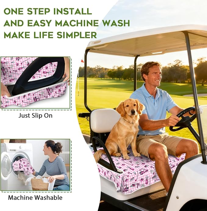 Golf Cart Seat Covers Club Car Golf Cart Accessories for Men Women Golf Carts Seat Towel Blanket 2-Seat Golf Cart Decorations