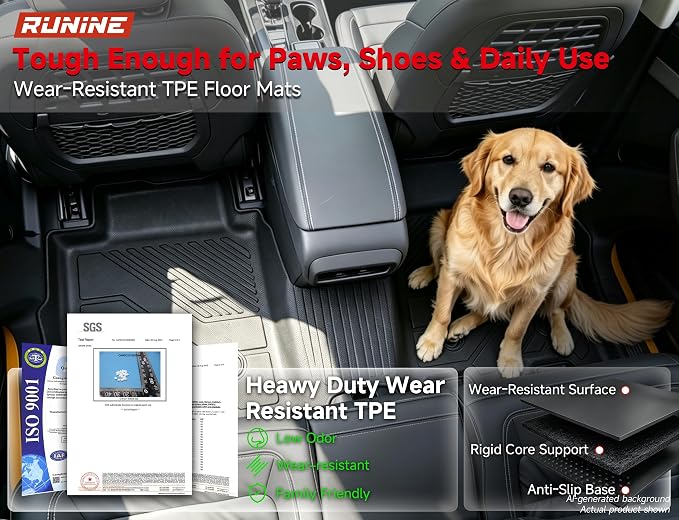 Floor Mats for Ford Bronco 4-Door 2021-2024 2025 2026(Not for 2 Door&Sport), Cargo Liner Set, Heavy Mud & Off-Road Protection with 3D Waterproof High-Edge & Anti-Slip Retention System