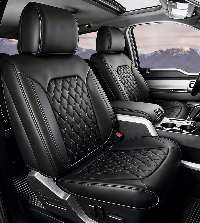 Umbrauto Custom Seat Covers for Silverado, Waterproof Nappa Leather Full Set Seatcovers for Chevy Silverado/GMC Sierra 2007-2013 & 2019-2025 2026 1500, 2020-2026 2500HD 3500HD Crew/Double/Extended Cab