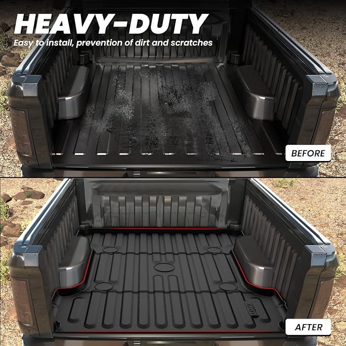 LASFIT 6.4FT Truck Bed Mat for Ram 1500 2006-2018 & Ram 2500/3500 2006-2026 & 1500 Classic 2019-2024 (6FT4/76.8 inches), NOT for Optional Rambox, All Weather Custom Fit TPE Truck Bed Liner