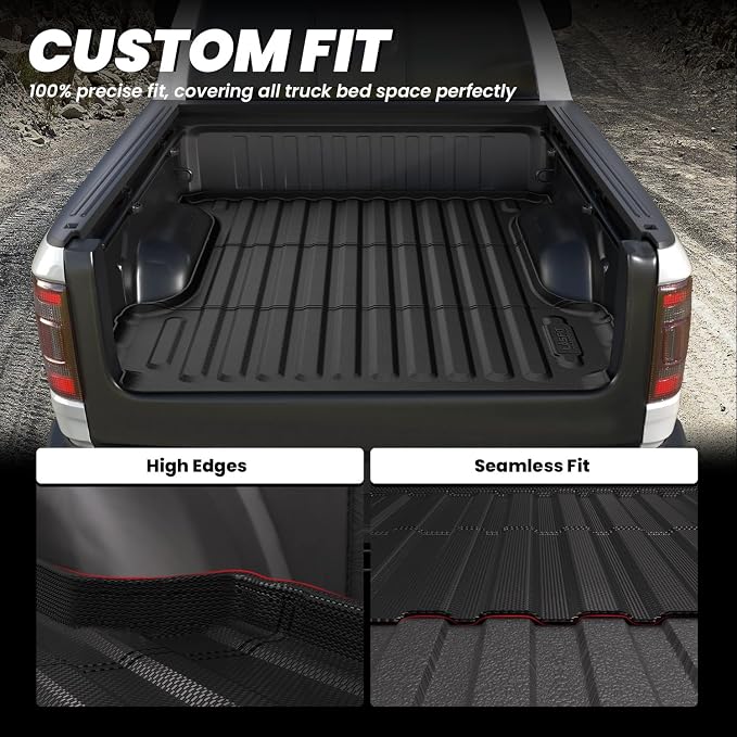 LASFIT 5.7FT Truck Bed Mat for Ram 1500/1500 RHO 2019-2026 & RAM 1500 New Body 2019-2024 Short Bed (5FT7 / 67.4inches) Not for Rambox, All Weather Custom Fit Truck Cargo Bed Liner, Black