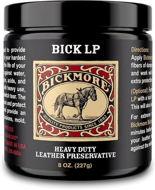 Leather Conditioner, Scratch Repair | Bickmore Bick LP 8oz - Heavy Duty LP Leather Preservative | Leather Protector, Softener and Restorer Balm for Dry, Cracked, and Scratched Leather | Made in USA