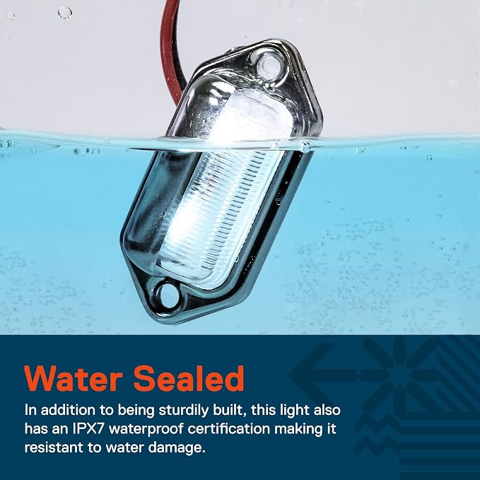 TRUE MODS 1pc Trailer LED License Plate Light [DOT FMVSS 108] [SAE L] [Chrome-Finish] [Surface Mount] [Waterproof] [12V DC] Courtesy Step License Plate Tag Lights for UTV ATV Trailer Truck RV Boat