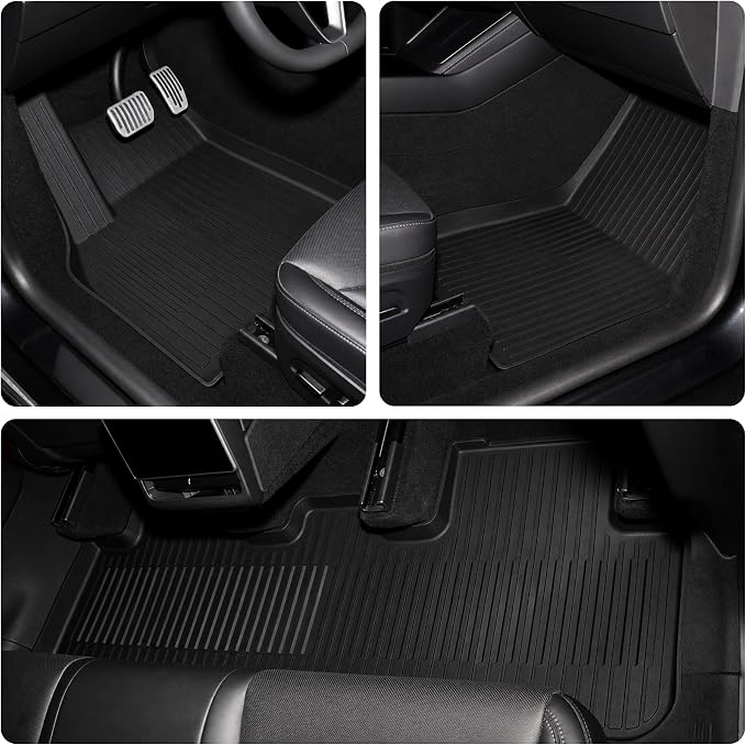 Tesla Model Y Floor Mats 2026 2025 Juniper, 8-Piece All-Weather TPE Model Y Accessories Set for Premium/Performance 5-Seat, Cargo Liner, Frunk, Trunk & Seat Back Protector