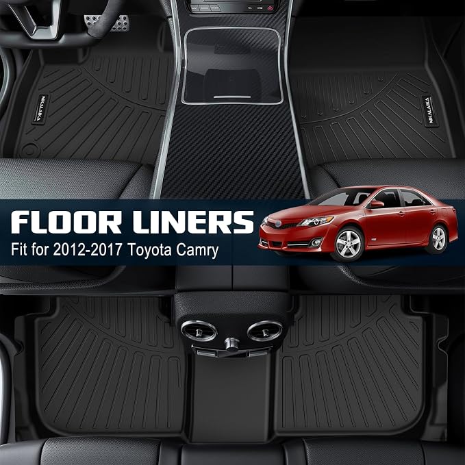 Floor Mat & Cargo Liners for 2012-2017 Toyota Camry (Not Fit Hybrid) All Weather Protection TPE Rubber Full Set Floor Liners & Trunk Mat 2017 Camry Accessories