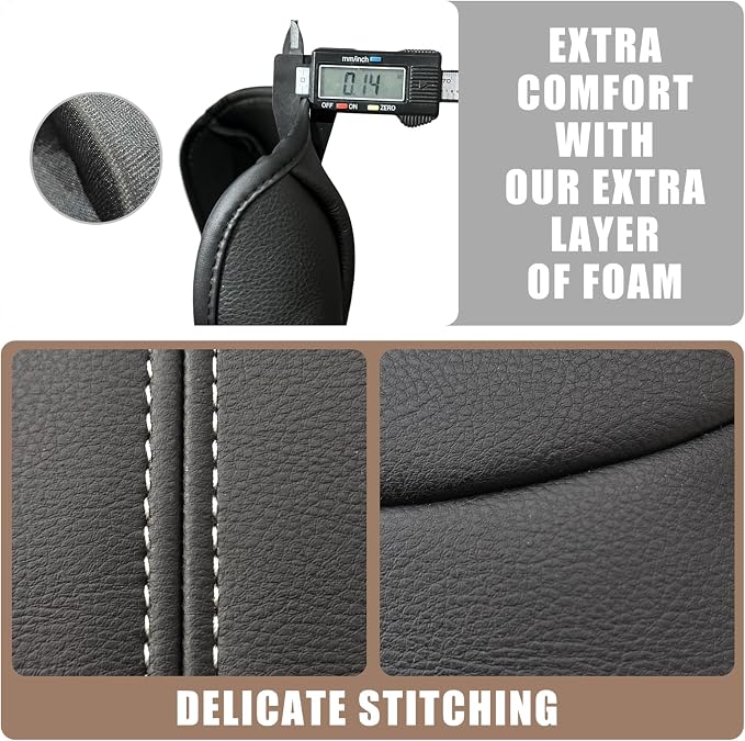 Muslogy Center Console Armrest Cover Fit for Honda Pilot 2023-2026, 2024-2026 Ridgeline/Passport Accessories, Comfort Armrest Pad Console Lid Cushion Vegan Leather Regular Thick(Black/White Trim)