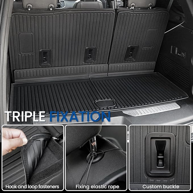 Floor Mats Set for 2021-2025 2026 Chevrolet Chevy Tahoe/GMC Yukon/Cadillac Escalade 7 Seat Bucket Seat Accessories, All Weather TPE Cargo Mat Liner Backrest Mat Door Sill Protectors
