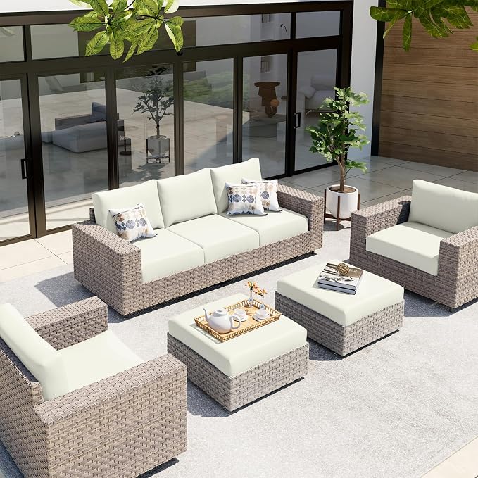 hyha Waterproof Couch Cushion Covers, Stretch Sofa Couch Seat Slipcover for Dog Washable, Non-Slip Waterproof Outdoor Cushion Covers for Patio Furniture Replacement (1 Piece for Large, Beige)