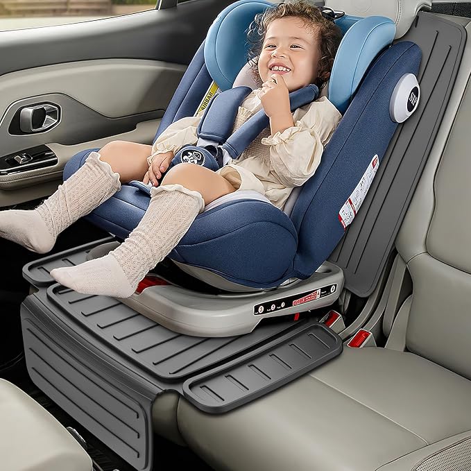 insefocc Car Seat Protector for Child Car Seat，TPE Waterproof & Anti-Slip （No Imprints）,carseat Protector car seat Cover Universal Fit for Baby & Pet Use, BPA-Free（Black -2PC）