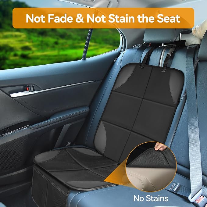 Musclez Car Seat Protectors, Car Seat Covers Waterproof 600D Fabric, Non-Slip Backing & 2 Mesh Pockets Carseat Protector for Baby Child Safety Seats, Pets, Automotive Interior Protection, Pack of 2