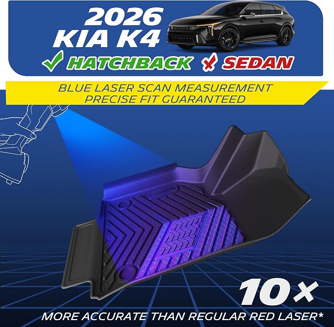 Michelin Vehicle Mats, Premier Series All-Weather TPE Custom Fit Liner for 2026 Kia K4 Hatchback Floor Mats, Not for K4 Sedan (4 Piece)