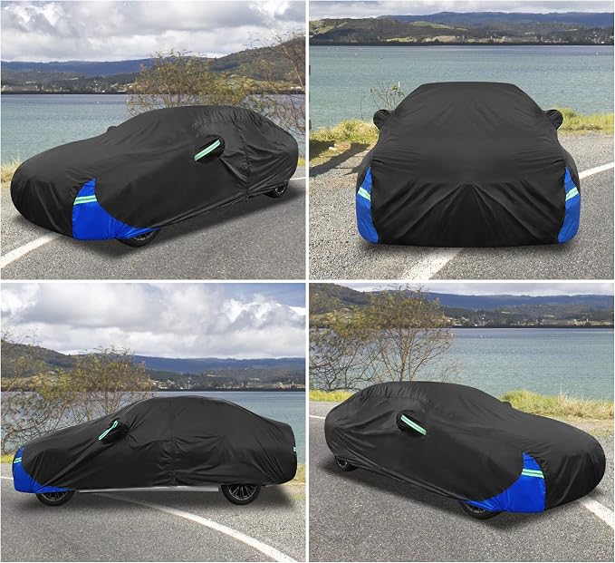 X AUTOHAUX 3XXL Car Cover Waterproof Snowproof All Weather for Car Outdoor Full Car Cover Rain Sun Protection Universal Fit for Sedan 194"-208"