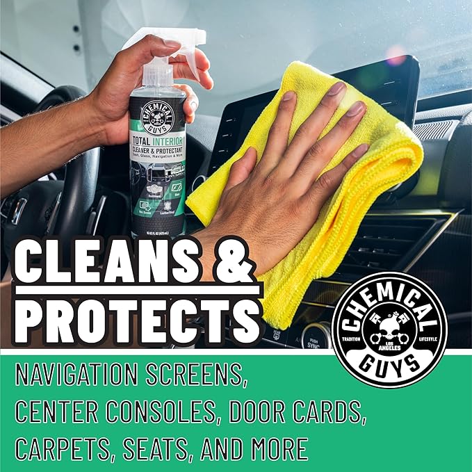 Chemical Guys Total Interior Cleaner and Protectant for Cars, New Car Scent | Cleans and protects interior plastic, vinyl, leather, nav. screens, safe for cars, trucks, SUVs, Jeeps and RVs. 2 Pack