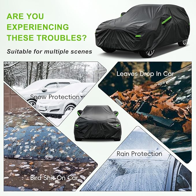 KouKou Waterproof SUV Car Cover Suitable for Honda CRV from 1995 to 2025, 7 Layers Windproof All Weather Waterproof Outdoor Cover Sun Rain UV Dust Snow Protection. Black
