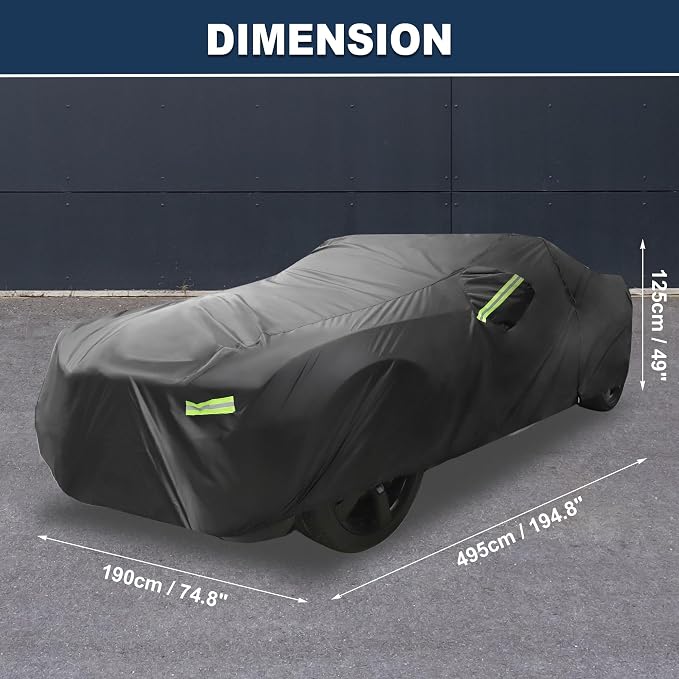ACROPIX Car Cover Waterproof All Weather Full Exterior Cover Rain Hail Sun Protector Car Cover Black Fit for Chevrolet Camaro 2010-2022 with Door Zipper - Pack of 1