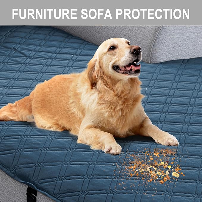 Genina L Shape Couch Cover, Sectional Couch Chaise Covers, Waterproof Washable Sofa Covers for Left L Shape Chaise Lounge, Anti-Slip Sofa Slipcovers for Dogs Cats Pet Friendly(Peacock Blue)