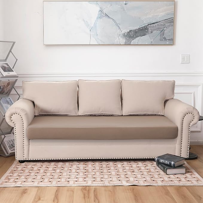 100% Waterproof Couch Cushion Covers L Shaped Chaise Cover, Stretch Seat Covers for Sectional Sofa, Reversible Couch Sofa Protector Covers for Kids Pets, Washable(Chaise Cover, Camel)