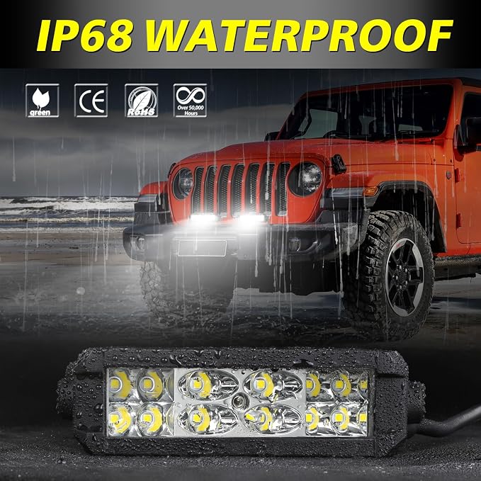 Slim LED Light Bar 5 Inch, AKD Part 72W Spot Flood Combo Small LED Pods Off Road Driving Lights Mini LED Light Bar Slim Work Lights for Trucks Motorcycle UTV ATV SUV Dirt Bike Lawn Mower