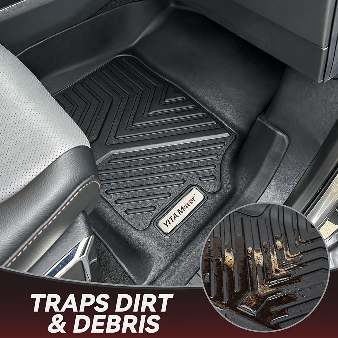 YITAMOTOR Floor Mats Fit 2015-2026 Ford F-150 Super/Extended Cab Bench Seat | Not for SuperCrew Cab, Custom Fit All Weather Anti-slip TPE Rubber Mat, F 150 Floor Liners Set, 1st & 2nd Row, Black