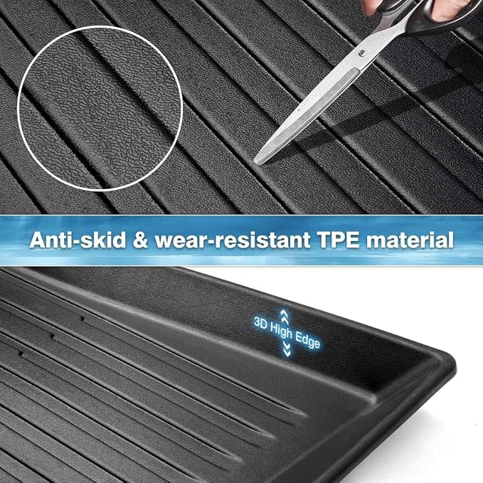 Mixsuper Model S Floor mats-Floor mat for Tesla Model S 2021 2022 2023 2024 2025,All Weather TPE Rubber Floor Liners Protection for Model S Accessories,2 Row Anti-Slip Car Mats, Black