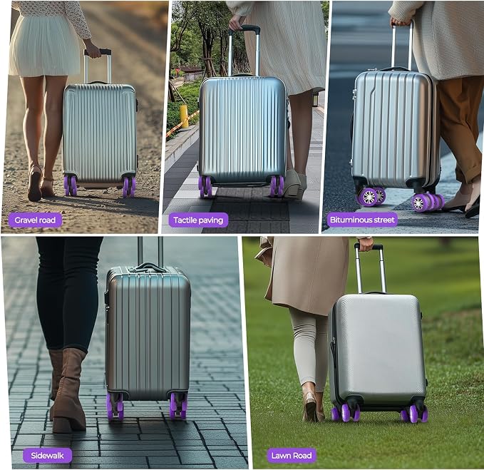 8Pcs Upgrade Luggage Wheel Covers, Travel Accessories (Purple) | Wear-resistant & anti-noise silicone covers. Fits 2-2.4" wheels. Protects suitcase wheels. Travel essential for suitcases