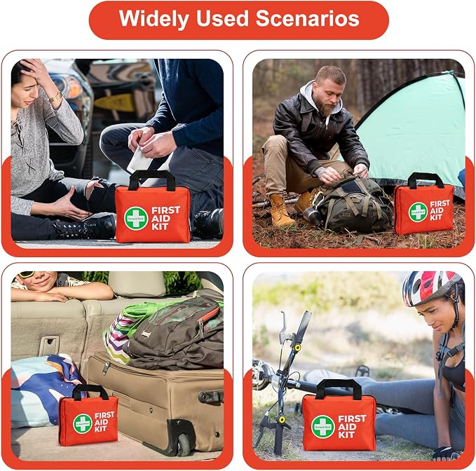 General Medi First Aid Kit, 250 Piece Small First Aid Kit - Includes Emergency Foil Blanket, Instant Cold Pack,Scissors for Travel, Home, Office, Vehicle, Camping, Workplace & Outdoor