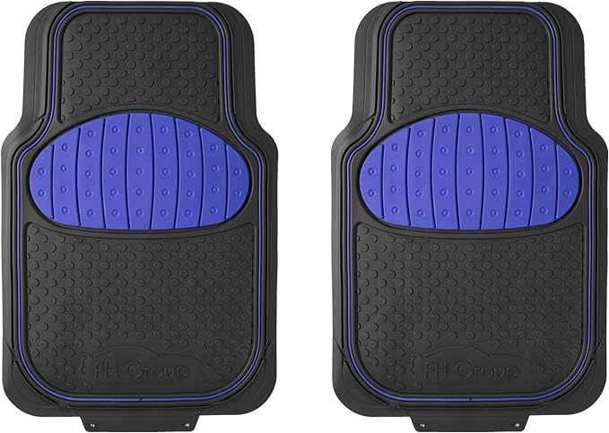 FH Group Heavy-Duty Rubber Car Floor Mats - Universal Fit, Trimmable, Climaproof - For Sedans, SUVs, Trucks - Blue