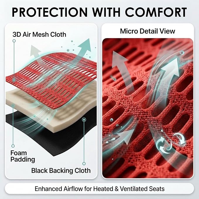 FH Group Car Seat Covers Trendy Elegance Red Full Set Automotive Seat Covers, Airbag and Split Rear Combo Non-Slip Dash Grip Pad Universal Fit Interior Accessories Cars Trucks SUV Car Accessories