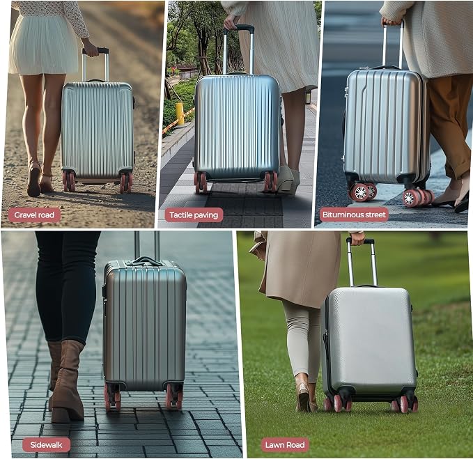 8Pcs Upgrade Luggage Wheel Covers, Travel Accessories (Brown) | Wear-resistant & anti-noise silicone covers. Fits 2-2.4" wheels. Protects suitcase wheels. Travel essential for suitcases