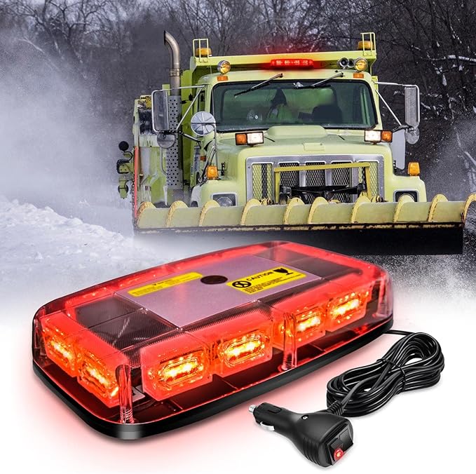 Nilight 12 Inch Roof Top Strobe Lights 48LED Hazard Light Emergency Safety Warning LED Flashing Bar Magnetic Mount 12V 24V Cars Trucks Tractors Snow Plows Construction Vehicles