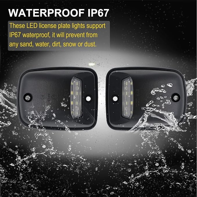 R&F Auto 12-SMD LED License Plate Light Replacement for Tacoma 1995-2004 Pickup Truck 6000K Error Free Xenon Pure White Tag Lamp Assembly Rear Running Lamps Clear Lens