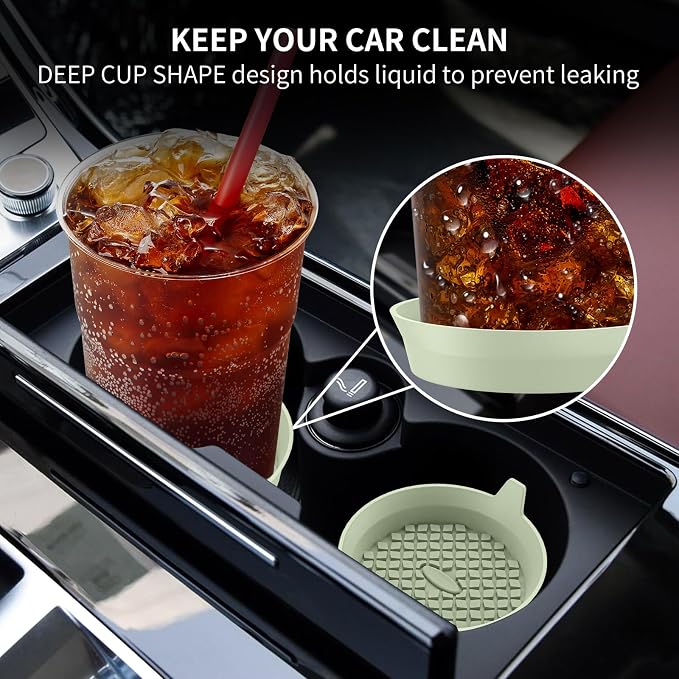 ME.FAN Car Cup Holder Coasters [4 Pack] Silicone Cups Mats, Automotive Universal Non-Slip Recessed Interior Accessories Desert Sage