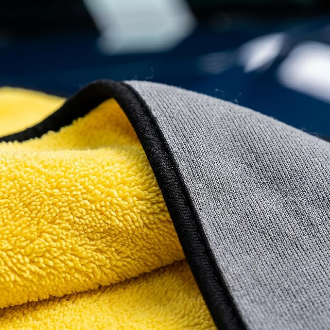 10 Pack Premium Microfiber Towels for Cars - Coral Velvet Ultra-Soft Super Absorbent Drying Towels, Lint-Free Streak-Free Car Detailing Cloth, 11.8"x15.7" Yellow/Grey