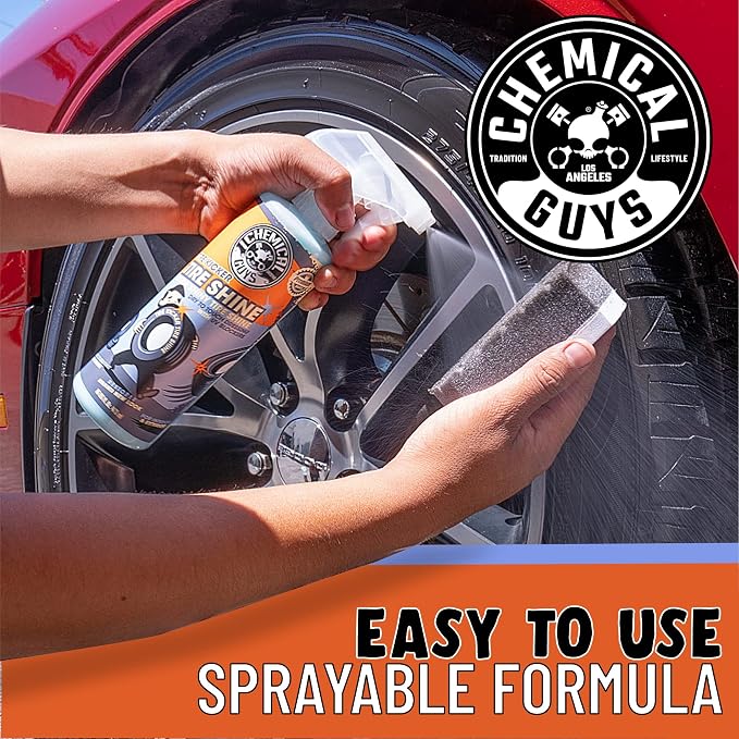 Chemical Guys, Tire Kicker Extra Glossy Tire Shine for Rubber & Trim, 16 oz | Sprayable dressing revives a deep wet look on tires, trim and bumpers, dries to the touch with no greasy sling