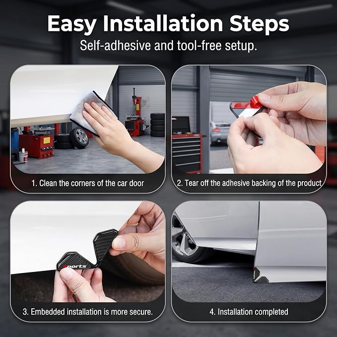 2 PCS Car Door Corner Edge Guards, PVC Soft Rubber Thickened Anti-collision Protector, Carbon Fiber Sporty Marker Decorative Sticker, Exterior Accessory for Most Cars (Black)