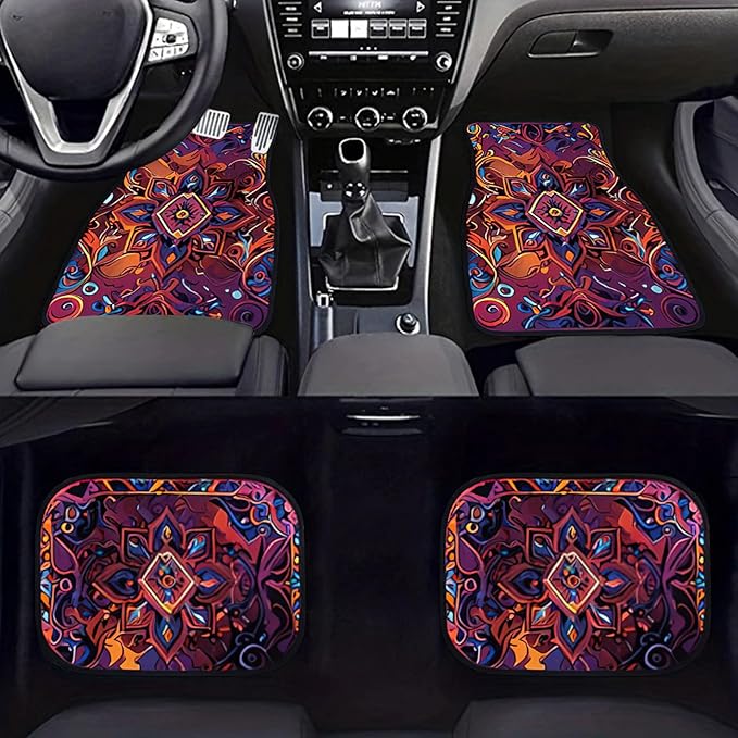 Car Floor Mats Non-Slip Automotive Floor Mats All-Weather Front Rear Car Floor Foot Mat Sets of 4 Pieces Foot Mats Rugs Carpet for Car Trucks SUV Sedans (FUGU-03)