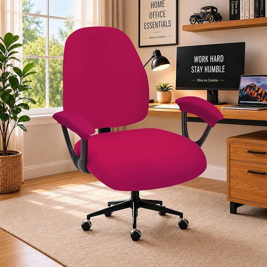 Super Stretchable Separate Office Chair Seat Covers - Universal Spandex Computer Chair Slipcover - Rotating Backrest Coverings & Cushion Protectors & Armrest Covers for Dogs, Cats, Pets