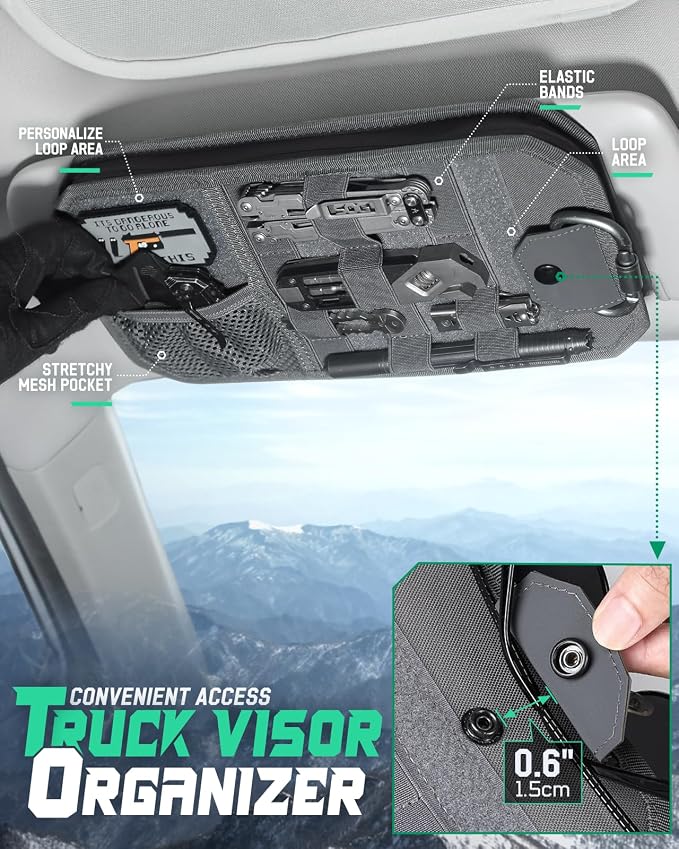 LIVANS Tactical Car Sun Visor Organizer, Fit Cars Trucks SUV Jeeps Patrols | Livans Tactical Car Sun Visor Organizer, Fit Cars Trucks Suv Jeeps Patrols