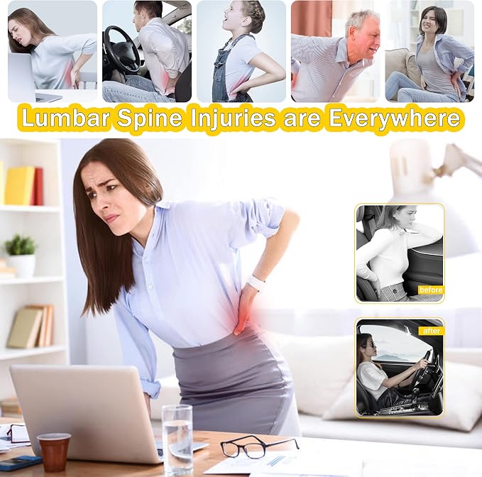 Super Soft Lumbar Support Pillow for Car, 100% Memory Foam Lumbar Pillow | Back Support Pillow with Breathable Removable Cover, Ergonomic Design - Posture Corrector Pillow for Back Pain Relief(Black)